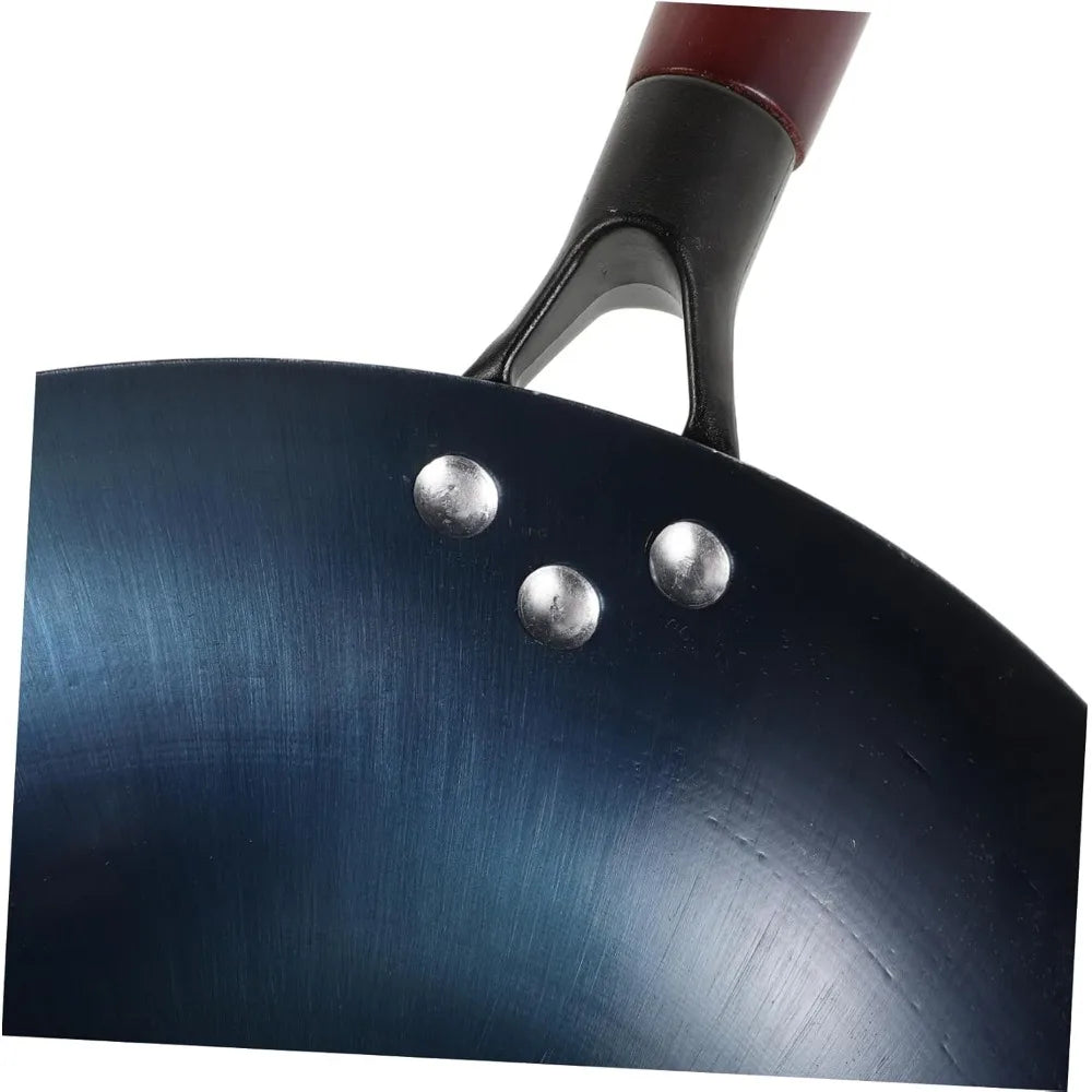 Iron Wok Iron Pot Household Frying Pan Traditional Hand Forged Without Coating Wooden Handle Old-style Non-iron Pot (30cm)
