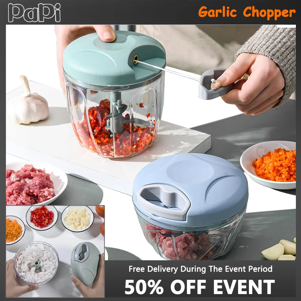 500/900ML Manual Meat Grinders Garlic Chopper Rotate Garlic Press Crusher Vegetable Onion Cutter Kitchen Cooking Accessories